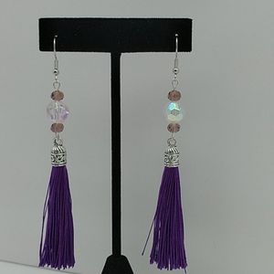 Silk tassel earrings with Swarovski crystals